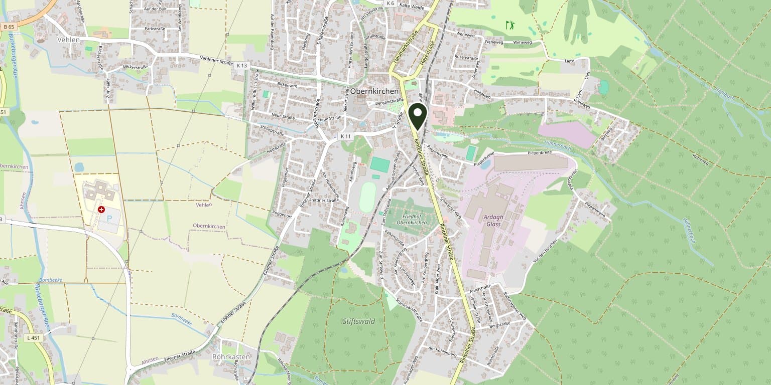 Kartenausschnitt von Obernkirchen mit Praxisstandort